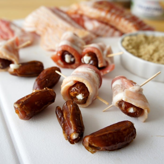 Bacon wrapped dates appetizer
