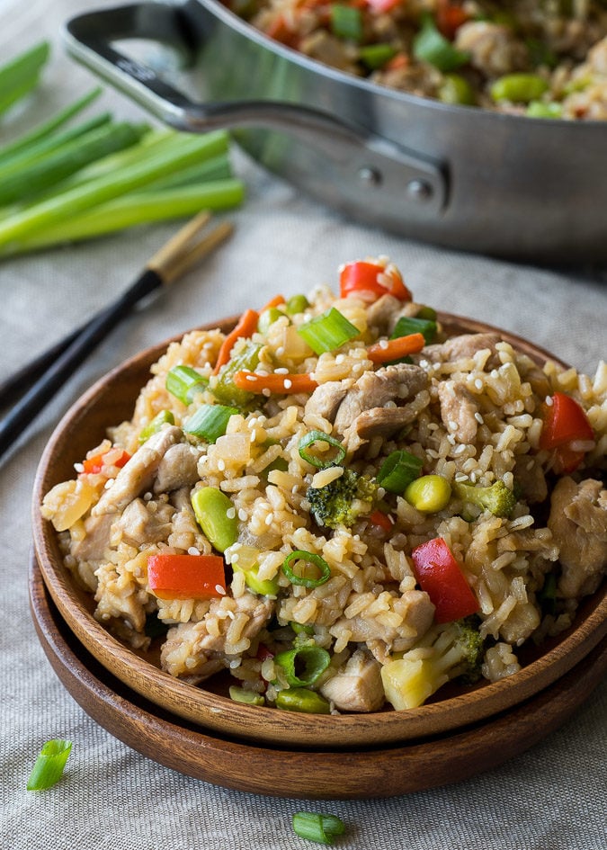 This Teriyaki Chicken Rice Vegetable Skillet is a super quick weeknight dinner recipe that's flavorful and my whole family loved it!