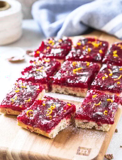 Orange cranberry bars are perfect dessert bars to enjoy fresh seasonal cranberries.
