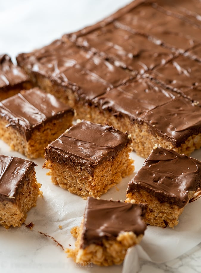 cut up chocolate covered bars on cutting board